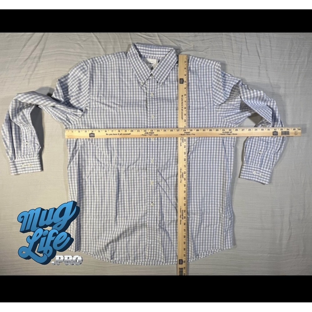 L.L. Bean Shirt Mens Large Blue Check Long Sleeve Pocket Button Up SIZE XL - Picture 9 of 9